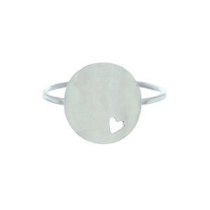 Sterling Silver Heart Cut-Out Disc Ring – Minimalist Size 8